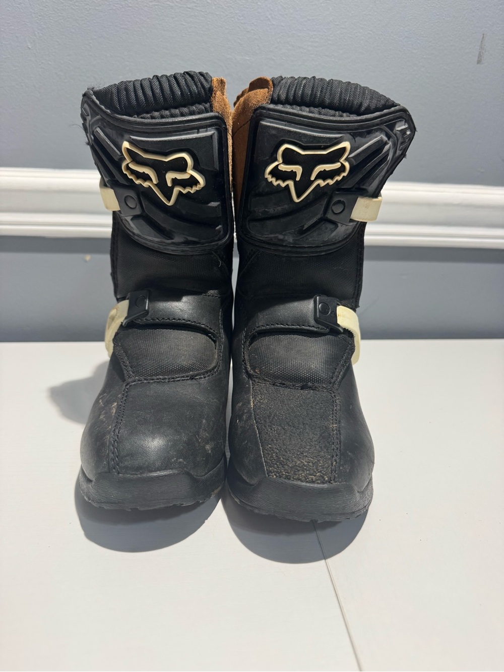 Fox Kids Black and Cream Motocross Boots